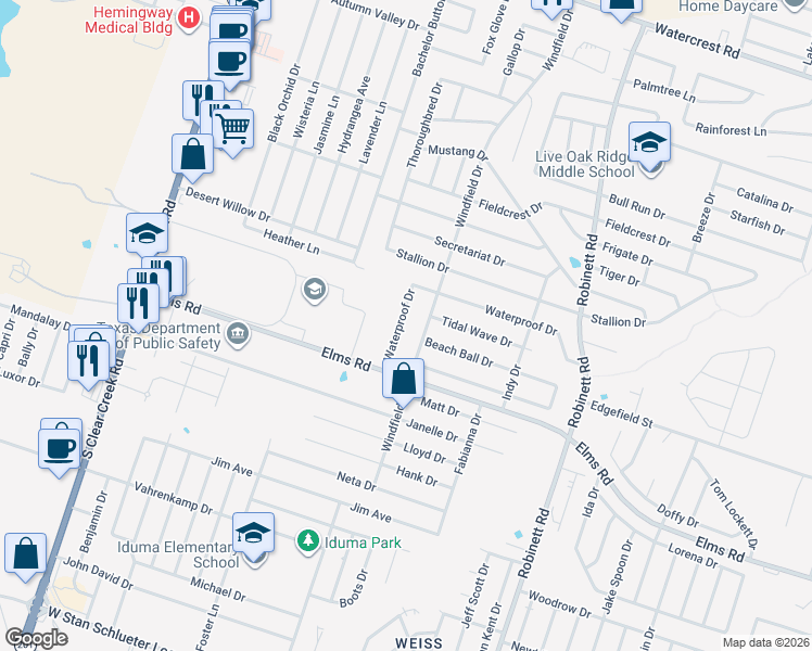 map of restaurants, bars, coffee shops, grocery stores, and more near 4408 Beach Ball Drive in Killeen
