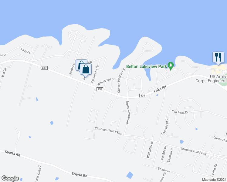 map of restaurants, bars, coffee shops, grocery stores, and more near 3653 Jenny Slipper Drive in Belton