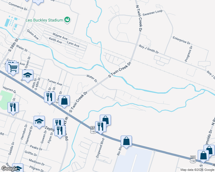 map of restaurants, bars, coffee shops, grocery stores, and more near 4305 Creekside Drive in Killeen