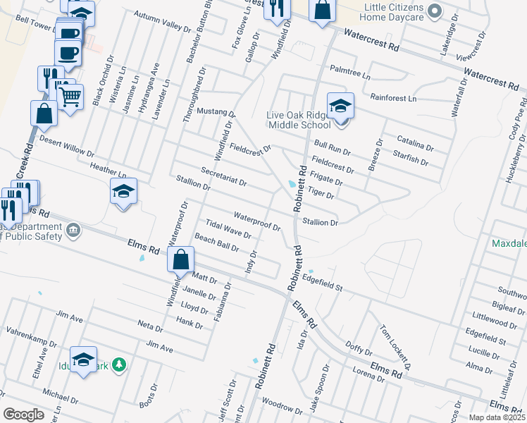 map of restaurants, bars, coffee shops, grocery stores, and more near 4200 Stallion Drive in Killeen