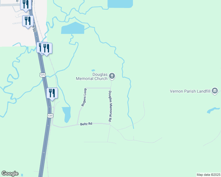 map of restaurants, bars, coffee shops, grocery stores, and more near 364 Douglas Memorial Road in Leesville