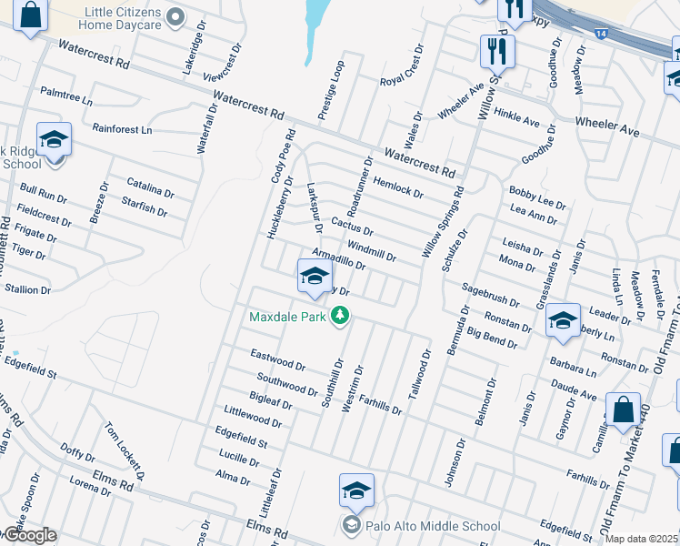 map of restaurants, bars, coffee shops, grocery stores, and more near 2706 Roadrunner Drive in Killeen
