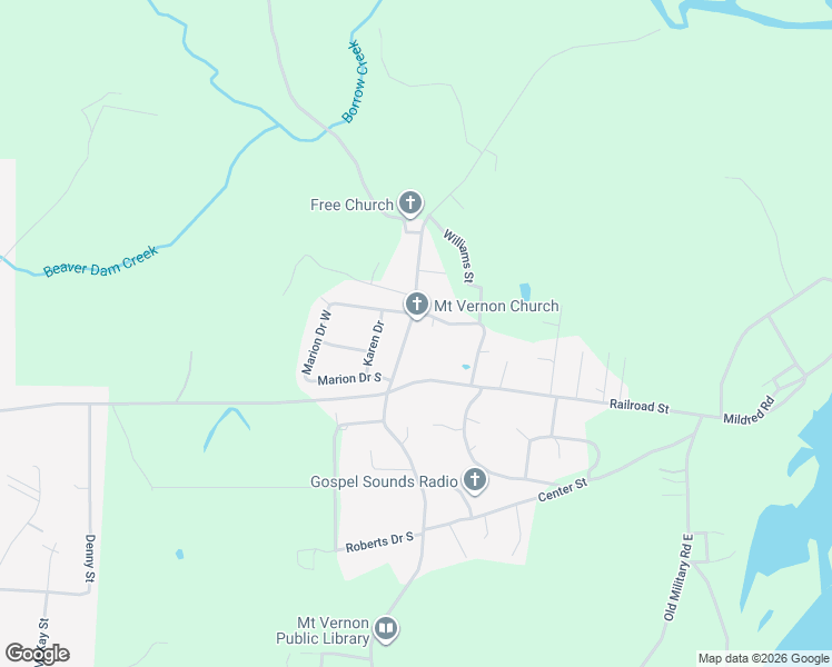 map of restaurants, bars, coffee shops, grocery stores, and more near 19702 Shepard Lake Road East in Mount Vernon