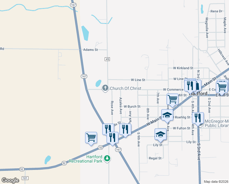 map of restaurants, bars, coffee shops, grocery stores, and more near 285 Rose Avenue in Hartford