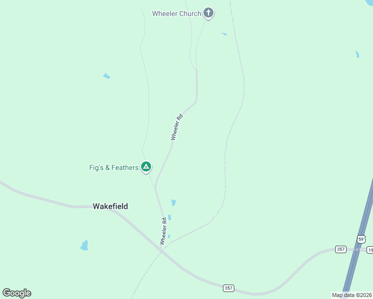 map of restaurants, bars, coffee shops, grocery stores, and more near Wheeler Road in Corrigan