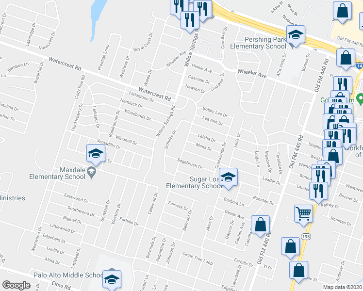 map of restaurants, bars, coffee shops, grocery stores, and more near 2607 Bermuda Drive in Killeen