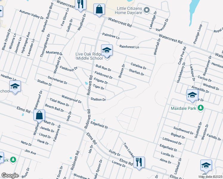 map of restaurants, bars, coffee shops, grocery stores, and more near 3807 Tiger Drive in Killeen
