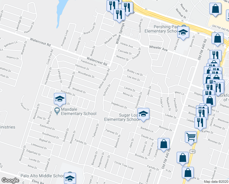 map of restaurants, bars, coffee shops, grocery stores, and more near 2515 Bermuda Drive in Killeen