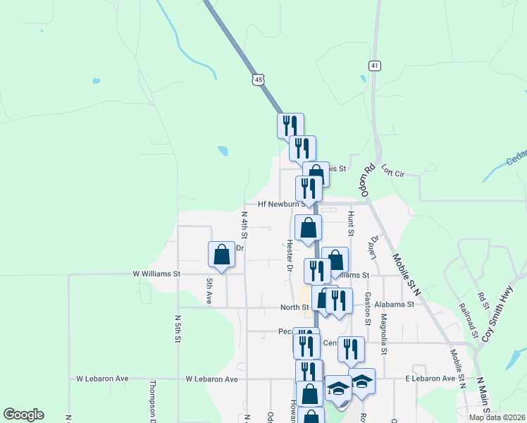 map of restaurants, bars, coffee shops, grocery stores, and more near 8380 H F Newburn St in Citronelle