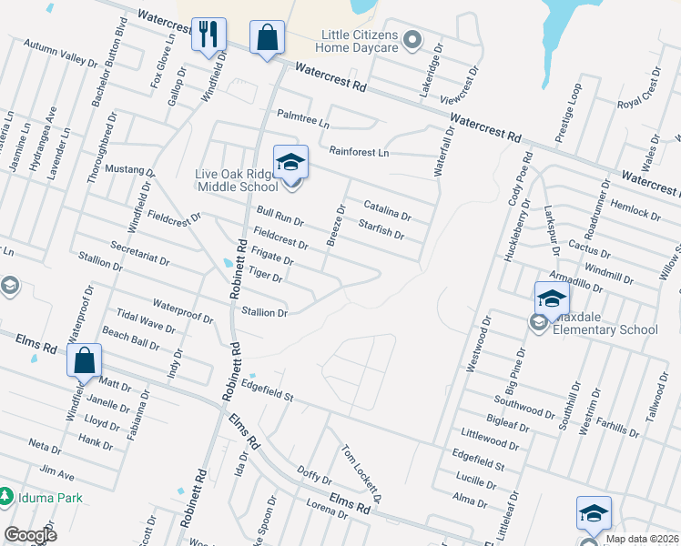 map of restaurants, bars, coffee shops, grocery stores, and more near 3703 Fieldcrest Drive in Killeen
