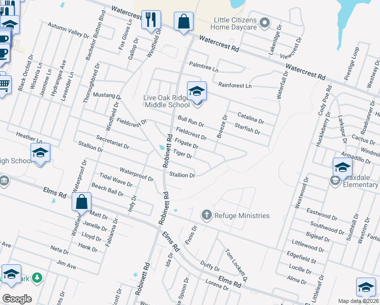 map of restaurants, bars, coffee shops, grocery stores, and more near 3813 Frigate Drive in Killeen