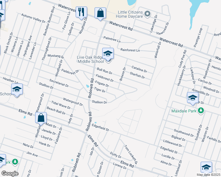 map of restaurants, bars, coffee shops, grocery stores, and more near 3813 Frigate Drive in Killeen