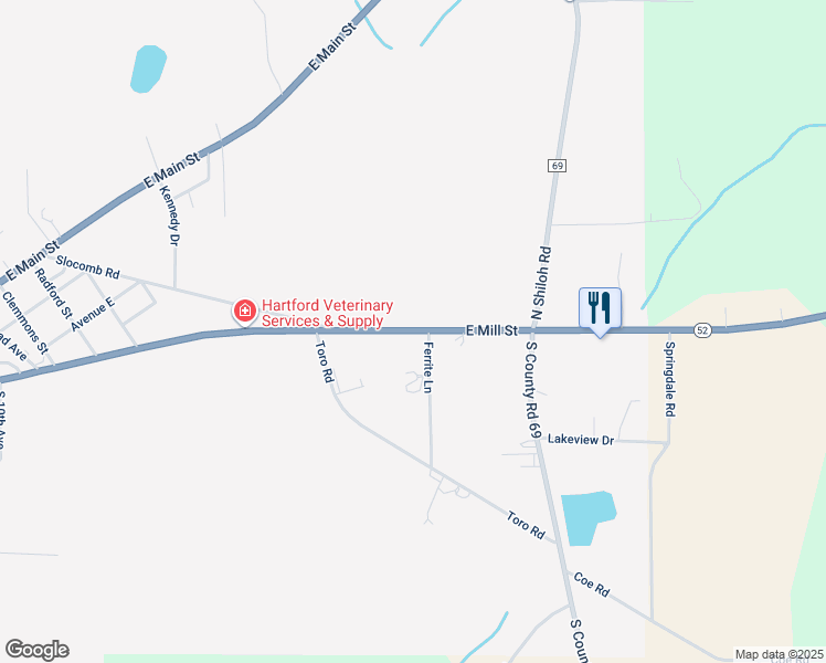 map of restaurants, bars, coffee shops, grocery stores, and more near State 52 in Hartford