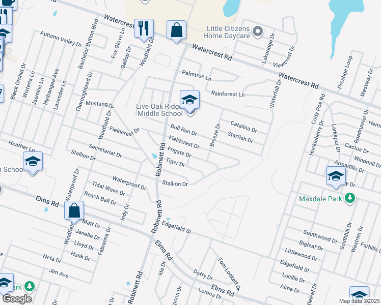 map of restaurants, bars, coffee shops, grocery stores, and more near 3813 Frigate Drive in Killeen