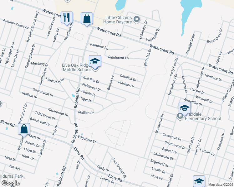 map of restaurants, bars, coffee shops, grocery stores, and more near 3703 Fieldcrest Drive in Killeen