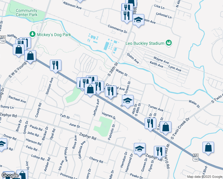 map of restaurants, bars, coffee shops, grocery stores, and more near 509 South 42nd Street in Killeen