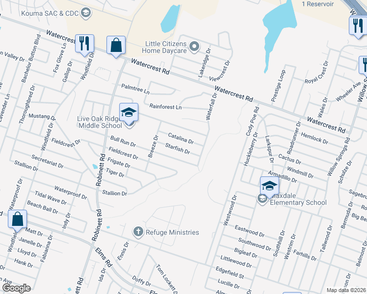 map of restaurants, bars, coffee shops, grocery stores, and more near 3405 Starfish Drive in Killeen