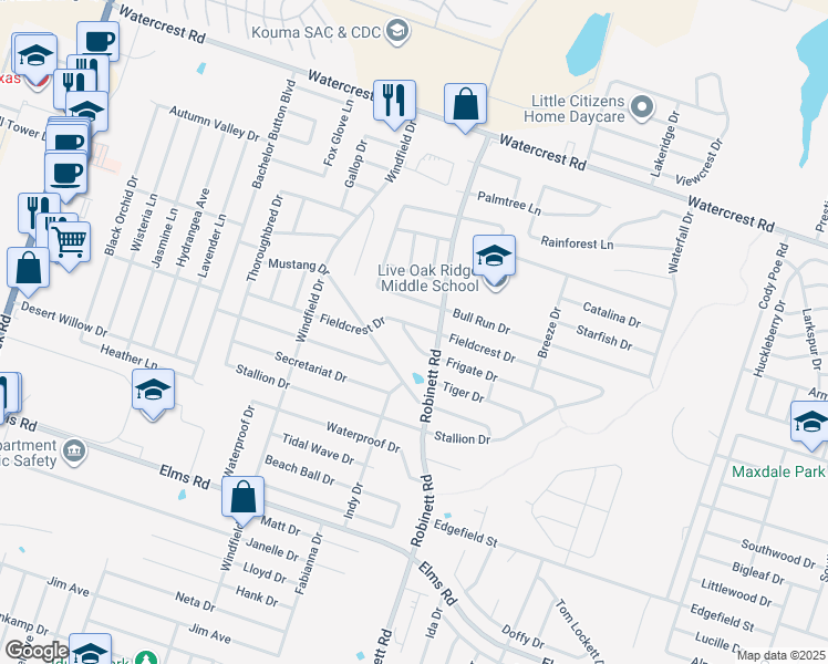 map of restaurants, bars, coffee shops, grocery stores, and more near 4203 Frigate Drive in Killeen