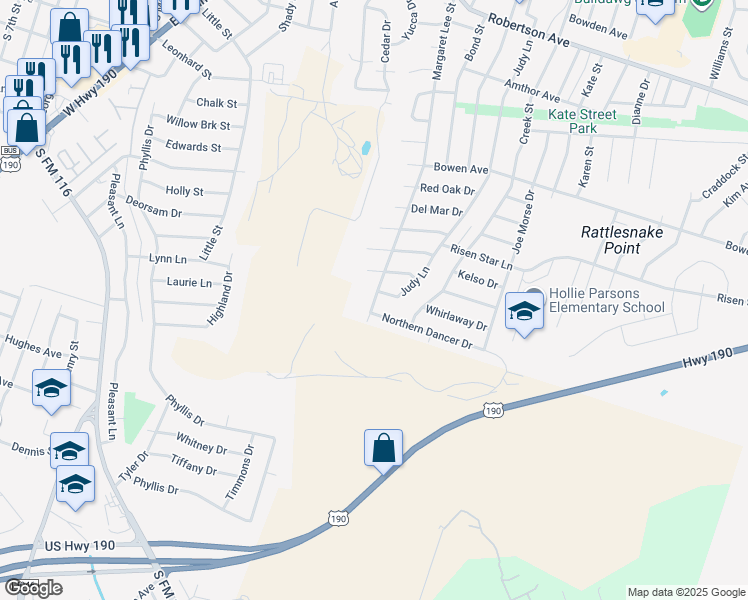 map of restaurants, bars, coffee shops, grocery stores, and more near 1504 Margaret Lee Street in Copperas Cove
