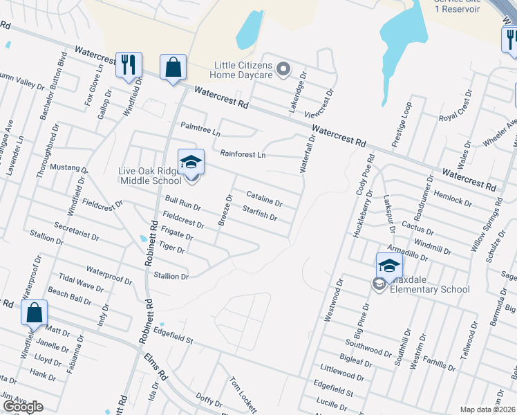 map of restaurants, bars, coffee shops, grocery stores, and more near 3409 Starfish Drive in Killeen