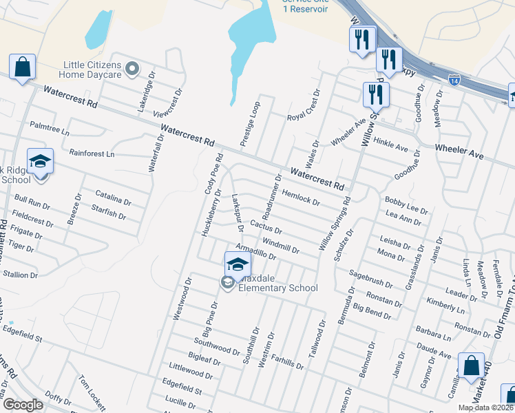 map of restaurants, bars, coffee shops, grocery stores, and more near 2705 Bluebonnet Drive in Killeen