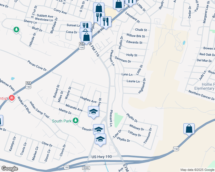 map of restaurants, bars, coffee shops, grocery stores, and more near 1203 Ritter Street in Copperas Cove