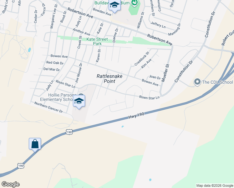 map of restaurants, bars, coffee shops, grocery stores, and more near 1204 Founders Lane in Copperas Cove