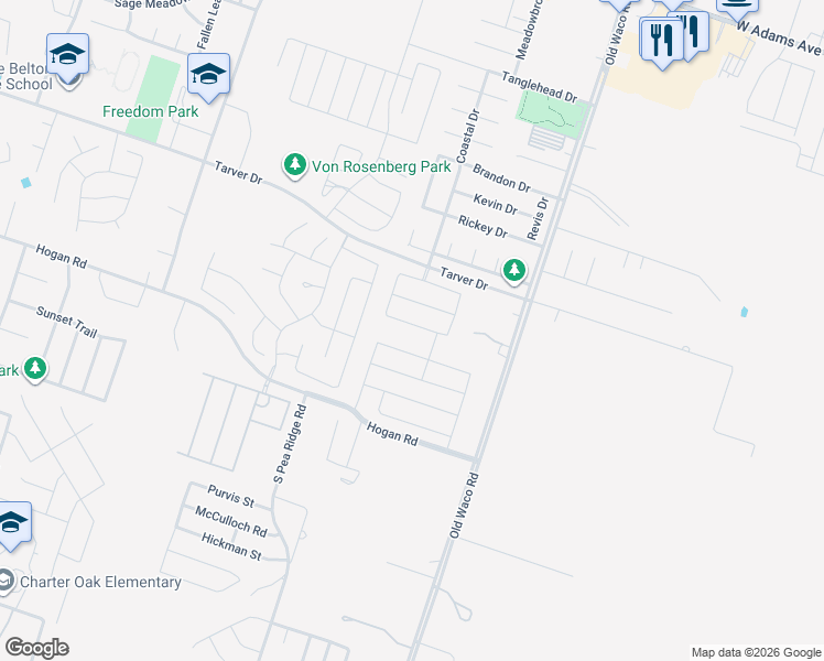 map of restaurants, bars, coffee shops, grocery stores, and more near 7219 Birdsnest Way in Temple