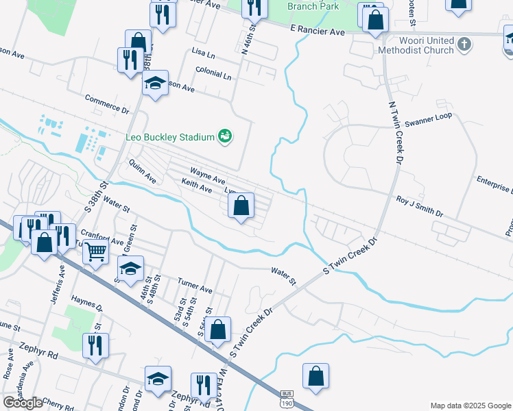 map of restaurants, bars, coffee shops, grocery stores, and more near 3355 Wayne Avenue in Killeen