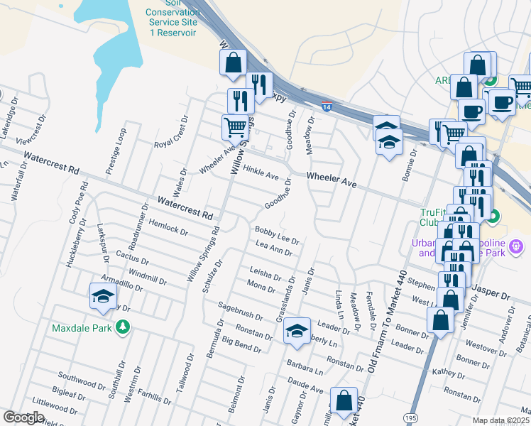 map of restaurants, bars, coffee shops, grocery stores, and more near 1304 Goodhue Drive in Killeen