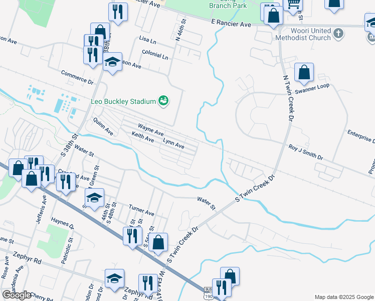 map of restaurants, bars, coffee shops, grocery stores, and more near 3355 Wayne Avenue in Killeen