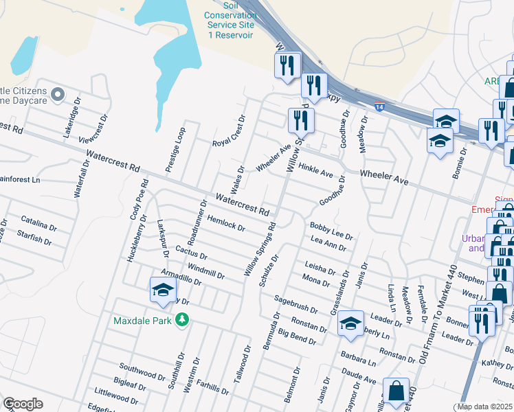 map of restaurants, bars, coffee shops, grocery stores, and more near 1315 Quail Circle in Killeen
