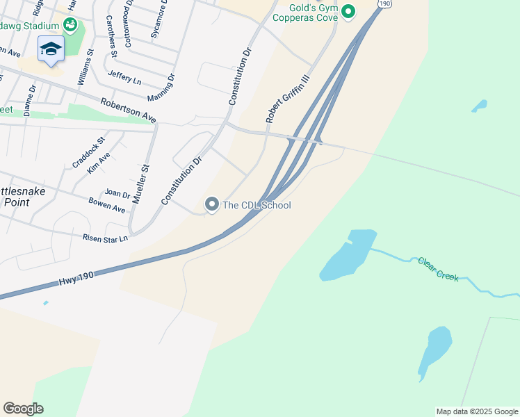 map of restaurants, bars, coffee shops, grocery stores, and more near 608 U.S. Highway 190 in Copperas Cove