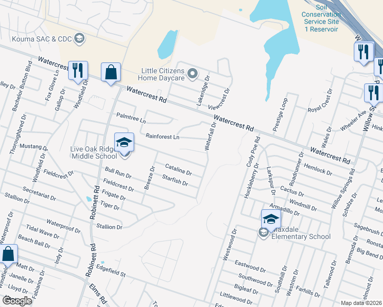 map of restaurants, bars, coffee shops, grocery stores, and more near 3310 Regency Court in Killeen