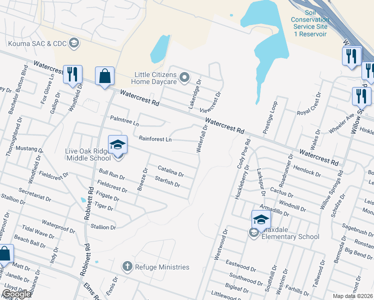 map of restaurants, bars, coffee shops, grocery stores, and more near 3310 Regency Court in Killeen