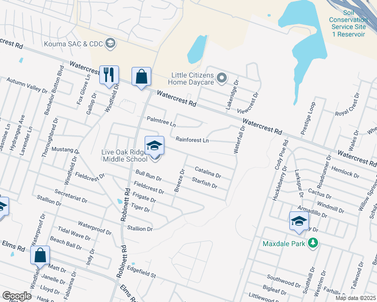 map of restaurants, bars, coffee shops, grocery stores, and more near 3606 Thunder Creek Drive in Killeen