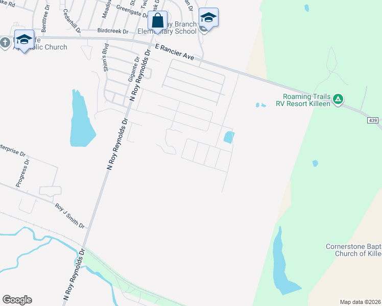 map of restaurants, bars, coffee shops, grocery stores, and more near 801 North Roy Reynolds Drive in Killeen