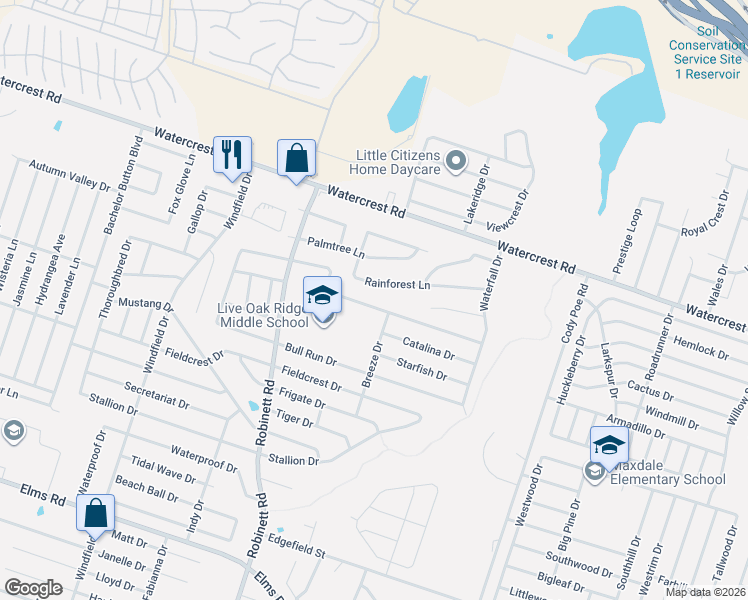 map of restaurants, bars, coffee shops, grocery stores, and more near 3711 Thunder Creek Drive in Killeen