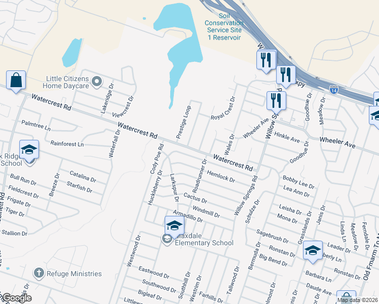 map of restaurants, bars, coffee shops, grocery stores, and more near 2711 Hemlock Drive in Killeen