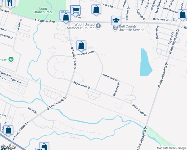 map of restaurants, bars, coffee shops, grocery stores, and more near 703 Swanner Loop in Killeen
