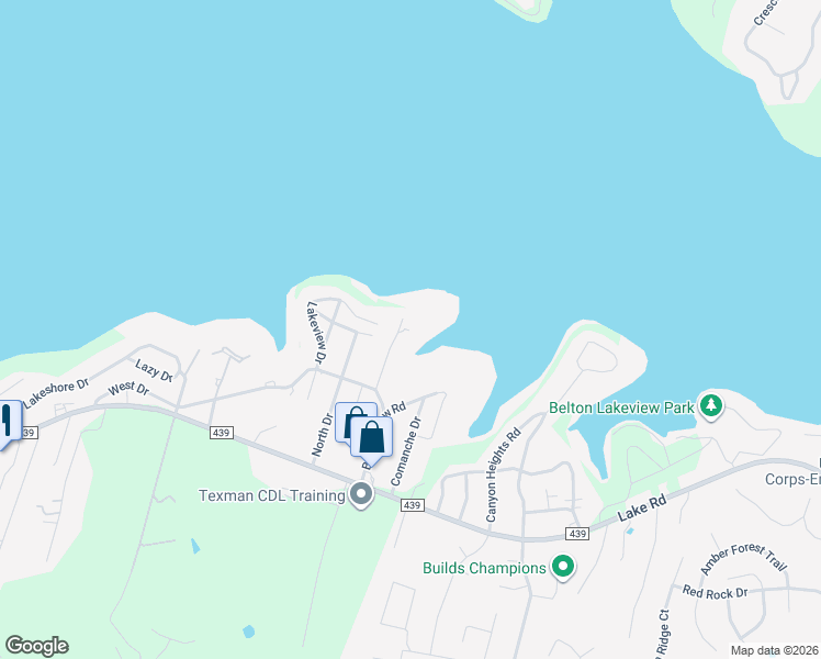 map of restaurants, bars, coffee shops, grocery stores, and more near 3767 Smoke Signal Road in Belton