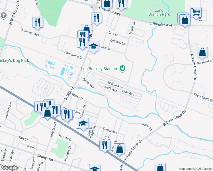 map of restaurants, bars, coffee shops, grocery stores, and more near 3323 Wayne Avenue in Killeen