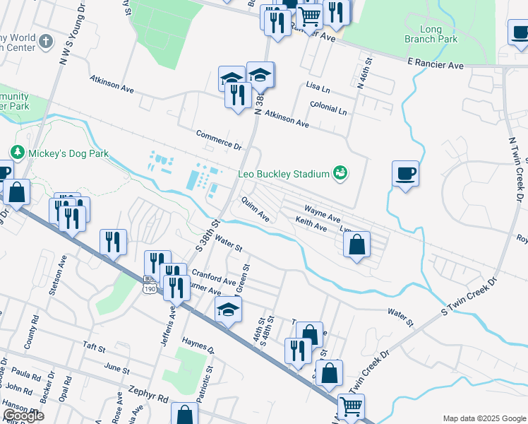 map of restaurants, bars, coffee shops, grocery stores, and more near 3312 Quinn Avenue in Killeen