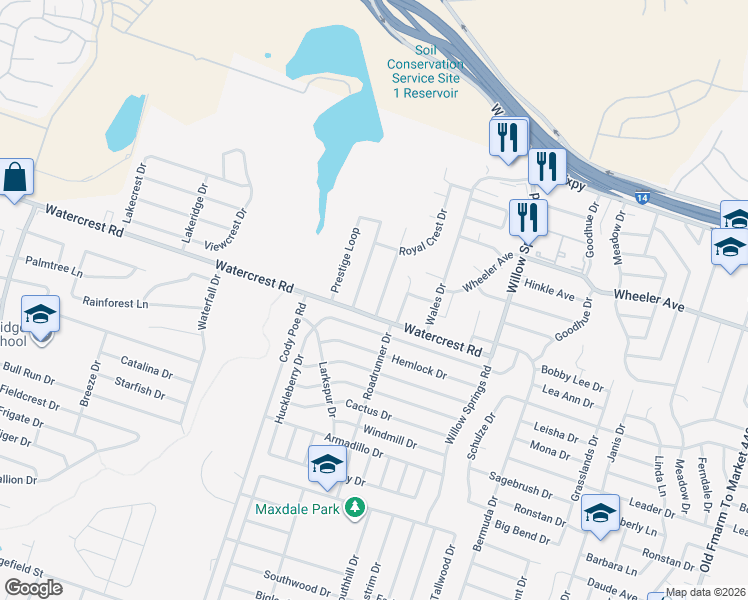 map of restaurants, bars, coffee shops, grocery stores, and more near 1502 Westway Drive in Killeen