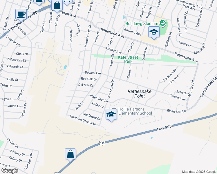 map of restaurants, bars, coffee shops, grocery stores, and more near 905 Vernon Drive in Copperas Cove