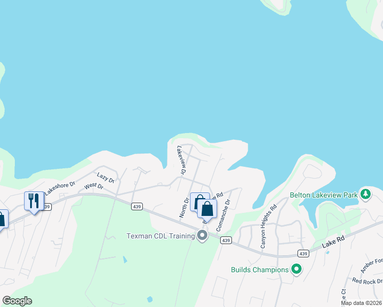 map of restaurants, bars, coffee shops, grocery stores, and more near 3801 Cruise Drive in Belton