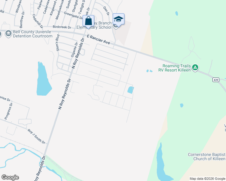 map of restaurants, bars, coffee shops, grocery stores, and more near 952 North Roy Reynolds Drive in Killeen