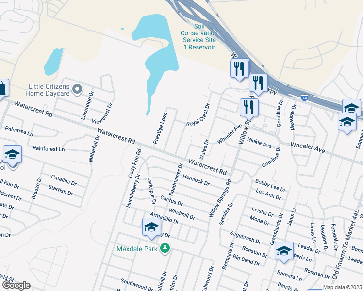 map of restaurants, bars, coffee shops, grocery stores, and more near 1502 Westway Drive in Killeen
