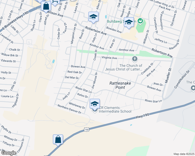 map of restaurants, bars, coffee shops, grocery stores, and more near 1001 Joe Morse Drive in Copperas Cove