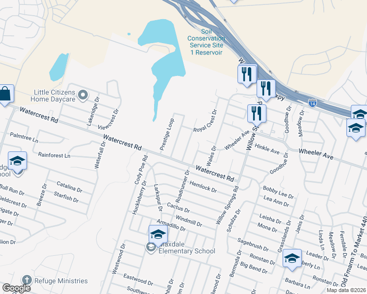 map of restaurants, bars, coffee shops, grocery stores, and more near 1502 Westway Drive in Killeen